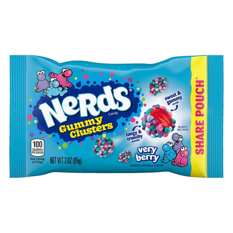 Nerds Gummy Clusters, Very Berry Share Pouch - Tangy, Sweet, and Crunchy & Chewy Rainbow Candy Candies School Treats, Parties, or as a Sweet Gift. Snack Bonbon Cherry Cherry 1