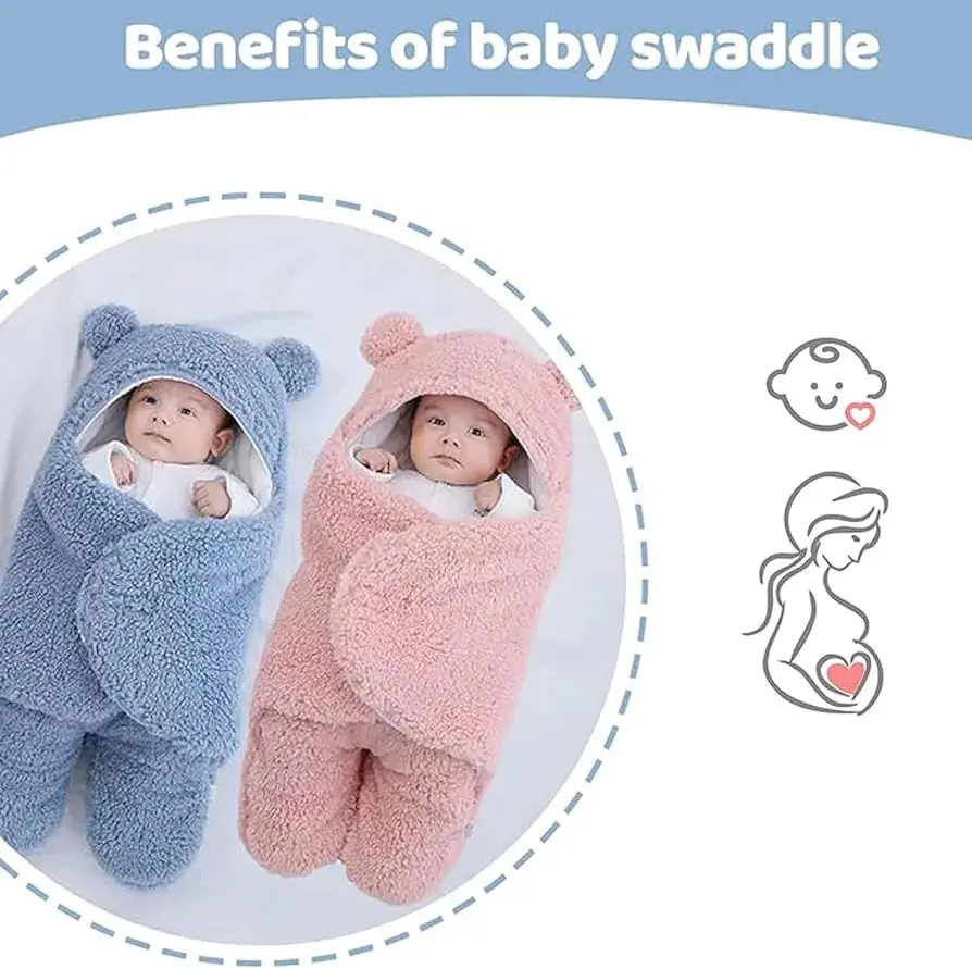Danolt Baby Essentials for Newborn Swaddle Blanket 0-6 Months Baby Clothe Newborn Essentials, cute baby bear swaddle blanket