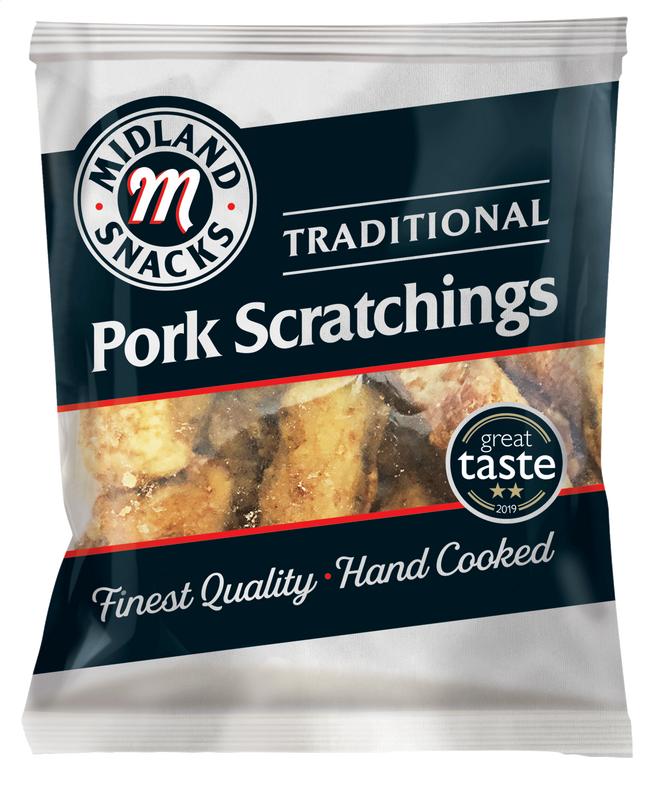 Midland Handcooked Snacks Scratchings Pub Card 12 x 40g Pack Salt Protein 0