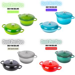 40% Sale - Nuovva Cast Iron Casserole Pot –  30cm Shallow & 28cm Deep, Enamelled, Oven Safe, Non-Stick