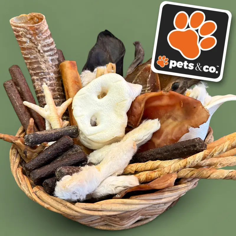 Natural Dog Treats BUILD A BOX - Pick Your Own - Natural & Air-Dried, Pig Ear, Chicken Feet, Rabbit Fur, Pork Roll, Sausages 0
