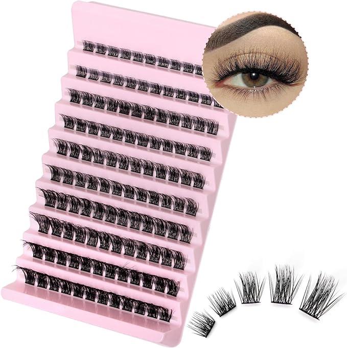 Lash Clusters 120Pcs DIY Eyelash Extenisons Natural Look Wispy Clusters Lashes 8-16MM D Curl Individual Lashes DIY at Home Wispy Fluffy Lash Extensions Reusable Individuals DIY at Home Makeup Eyelashes Extensions Eyelash Extensions 1
