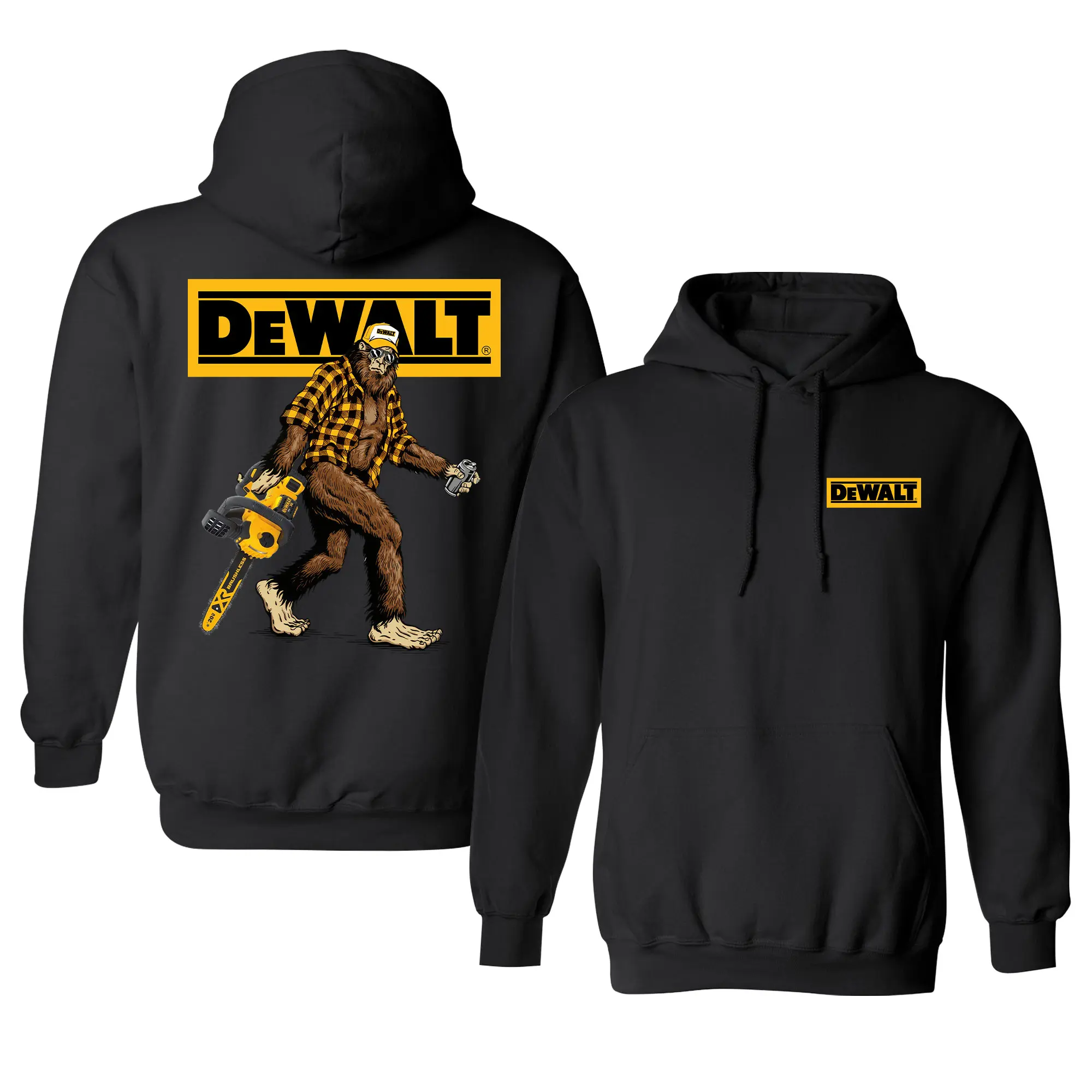 Dewalt Bigfoot Hoodie - Power Tool Graphic Shirt, Unisex Hoodie for Comfort and Adventure, Pullover Cotton Menswear