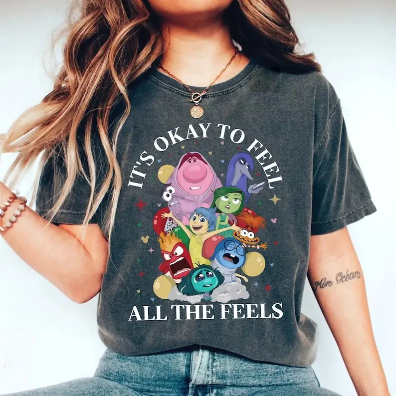 Inside Out Movie Shirt, It's Okay To Feel All The Feels Shirt, Emotions Inside Out Characters Shirt, Joy Disgust Fear Sadness Anger Tee