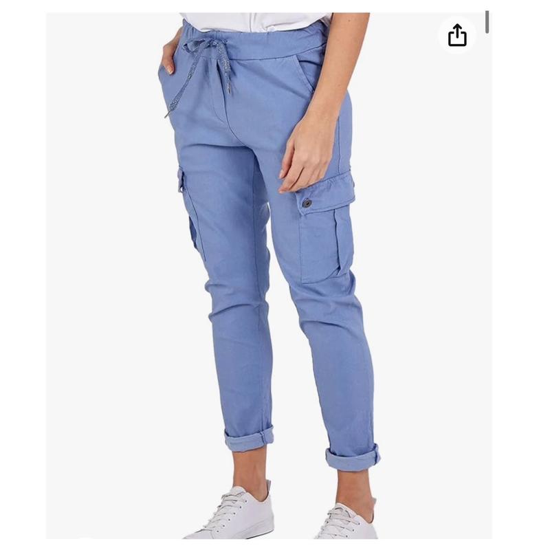 Shelly Cargo Magic Trousers  Ladies Magic Super Stretch Italian Side Pocket  Womens Crushed Casual Leggings Drawstring 8-22 Womenswear Lady Pants Stretchy Comfort Basic Fabric Fit 2