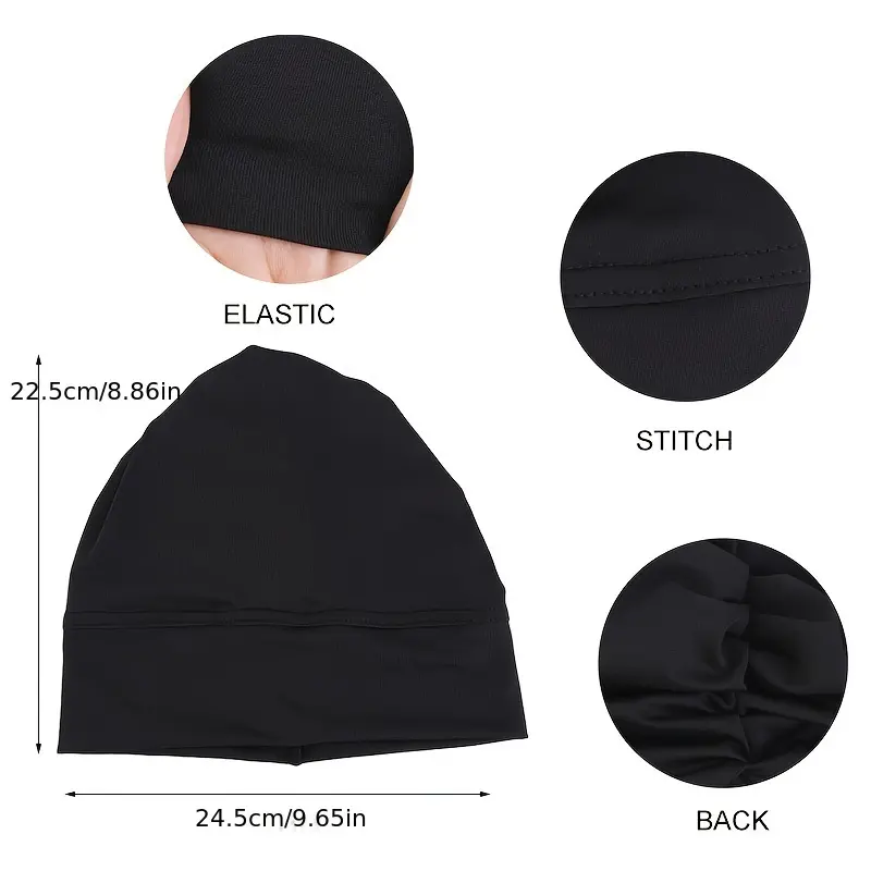 6pcs Women's Solid Color Undercap Set - Breathable Polyester Turban Hats, Lightweight & Comfortable, Stretchy Head Wraps for Ramadan & Chemo Patients, Casual Hijab Caps with Forehead Cross Design 5