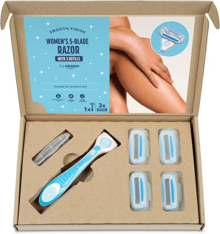 Women's 5 Blade Razor with 3 Refills – Smooth Shave, Precision Blades, and Comfort Design for Silky Skin Handle 2