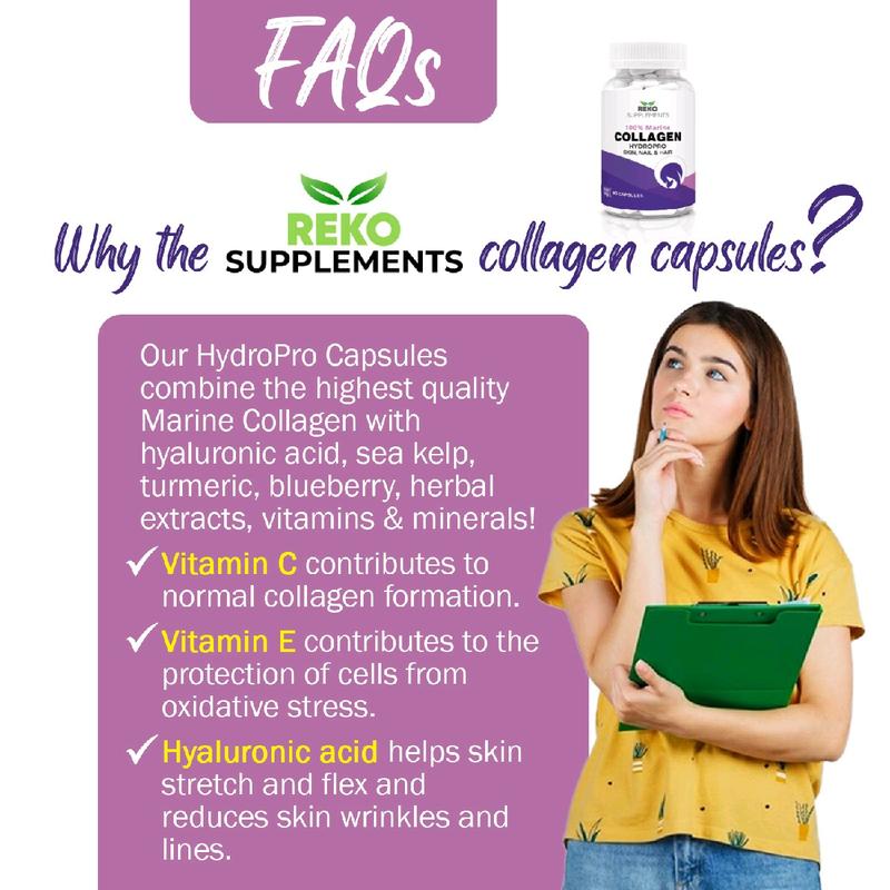 Marine Collagen 90 Capsules with Hyaluronic Acid, Biotin and Blueberry Hydrolysed type 1, with vitamins and minerals, supplement for Women, Hair,Nail,and Skin Supplement, vitamins for women Healthcare  Beauty 4