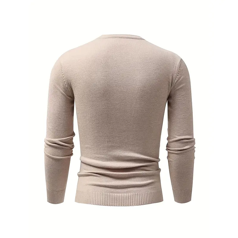 [Autumn Winter Knitted Sweater] Men's Warm Autumn and Winter Round Neck Knitted Sweater with Hood - Plain Color - Cross-border 4