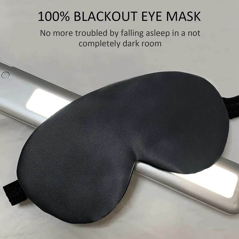 Silk Eye Mask, 2 Pack Natural Silk Sleep Mask with Adjustable Strap and Ear Plugs, Eye Cover for Sleeping, Blocks Light Blackout Sleeping Eye Mask for Women Men 3