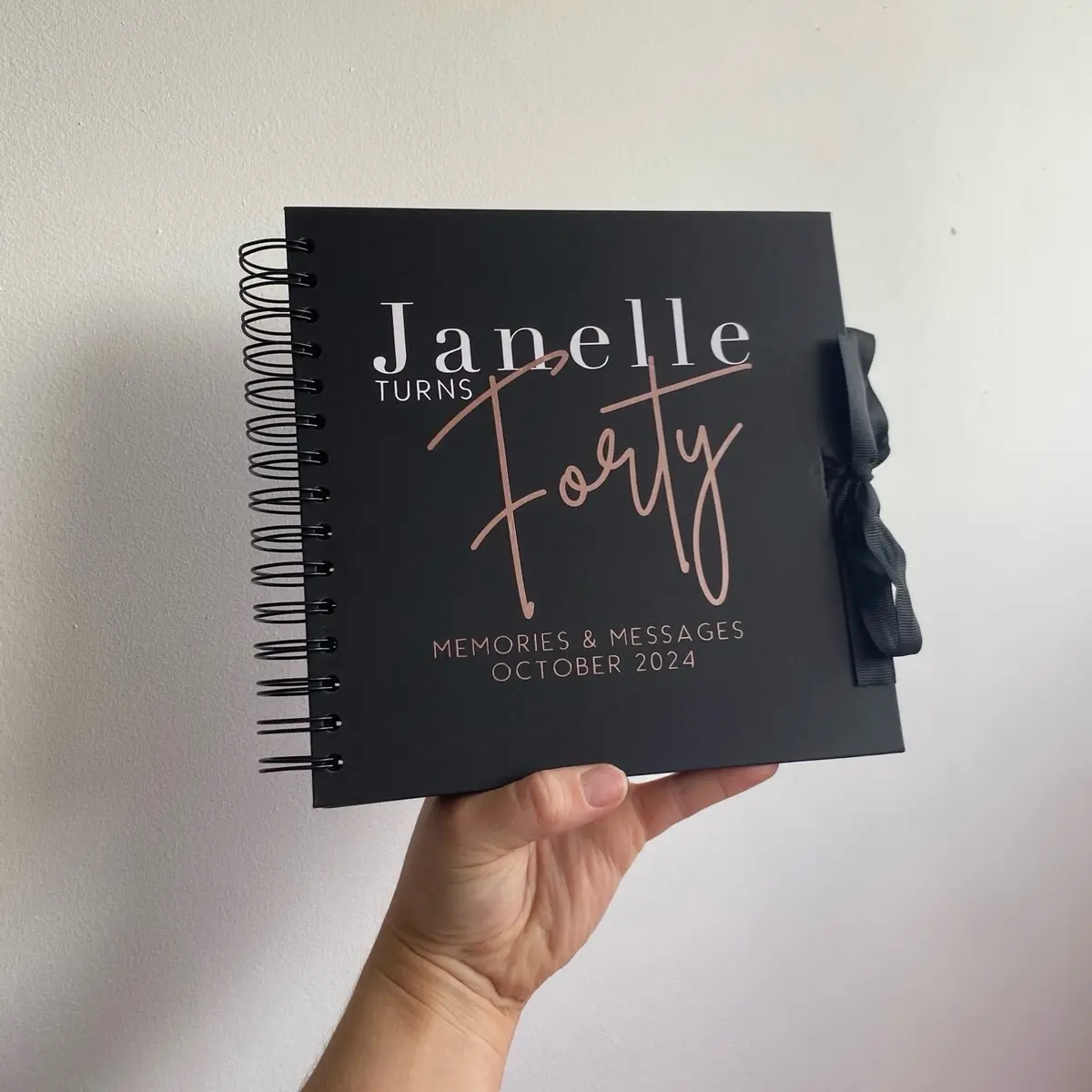 Personalised 8x8 40th birthday guestbook, memory book, photo album, 3 different coloured books