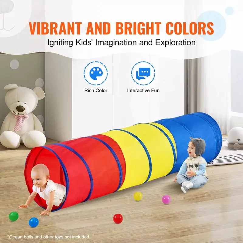 Kids Pop-up Play Crawl Tunnel Toy for Boys,Girls,Toddlers or Pet w/ Case 3