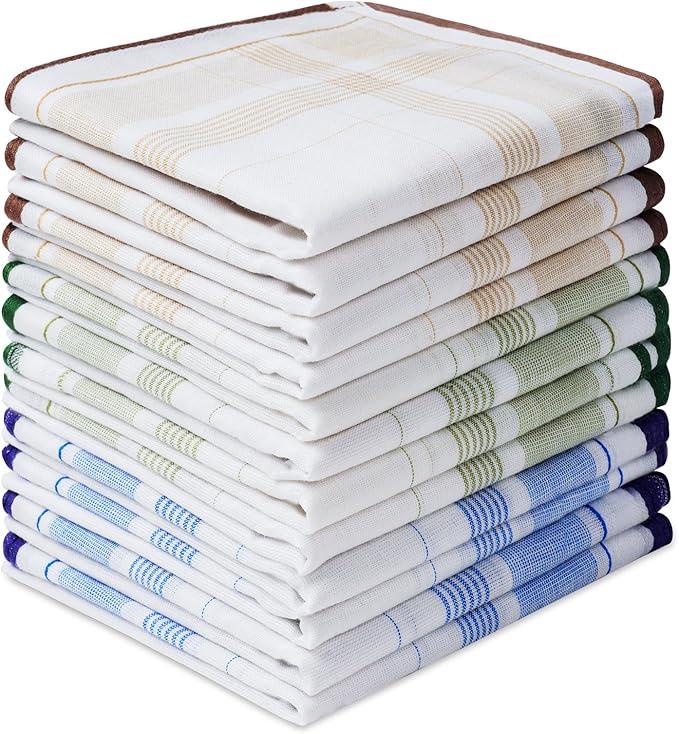 Men's Handkerchiefs, 12 Pack Large Cotton Gents Hankies Set, Mens Premium Handkerchiefs Pocket Square Hankies for Men and Women, Classic Hankie for Grooms, Weddings, Prom, Celebration, Party 6
