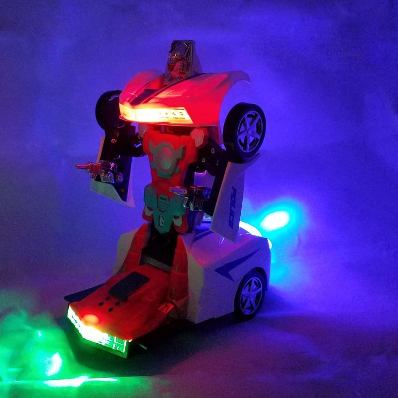Victoria Mart Transforming Police Car Robot Toy with Lights and Sounds for Kids 3+ 3