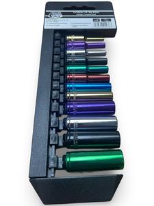 AutoJack 12Pc Multi Coloured Metric Socket Set Tool Repair Hand Tools 4-13mm 1/4" Inch SQ Square Drive Hex Deep Set