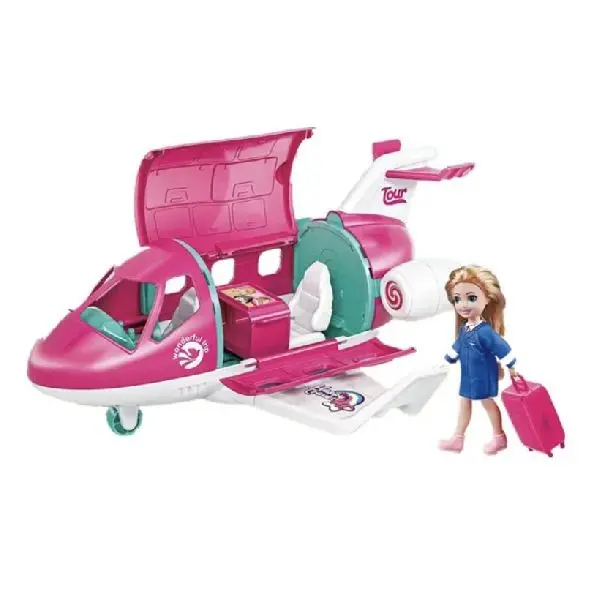 Dreamlike Airplane Pilot Toy, Pretend Play Pink Airplane Playset Toy, Pilot Roleplay Gift For Girls Christmas 2