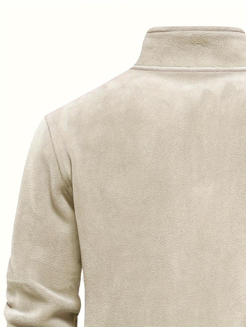 Product Introduction of Autumn & Winter Men's Fleece Henley Shirt, Stand Collar Half Zip Long Sleeve Pullover Top, Male's Classic Fashion, Outdoor Cloth 22