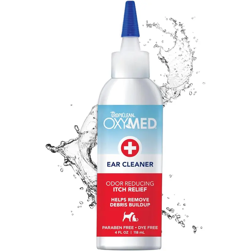 TropiClean OxyMed Medicated Dog Ear Cleaner for Pets - Ear Cleaning Solution & Treatment - Quickly Dissolves Wax, Reduces Odour, Promotes Healthy Ear Hygiene - Ear Cleaner, 118ml 0