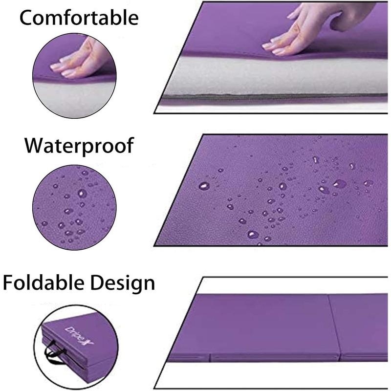 Folding Gymnastics Exercise Mat with Carry Strap - 5cm Thick Foam PU Leather Non-Slip Home Gym Yoga Mat 2