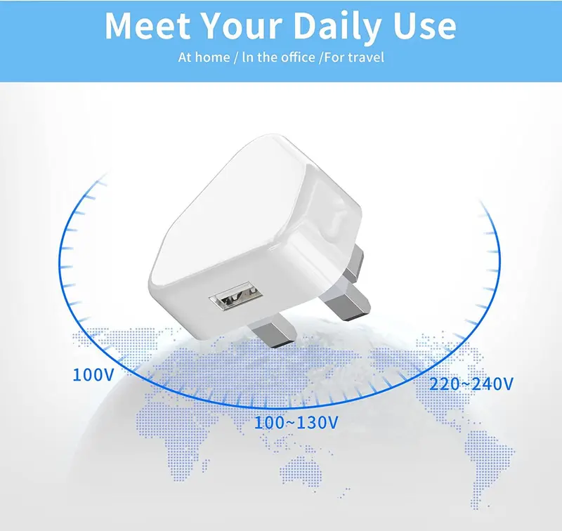 USB Charging 1 Amp, 1 Port, Mains Charger Adaptor 5W, Electronic Smartphone Mobile Device 5