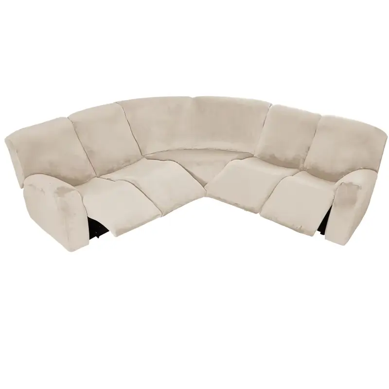 5 Seater Recliner Cover 7 Pcs Recliner Sofa Covers Velvet Stretch Reclining Sectional Couch Covers for 5 Cushion Sofa Slipcovers 8