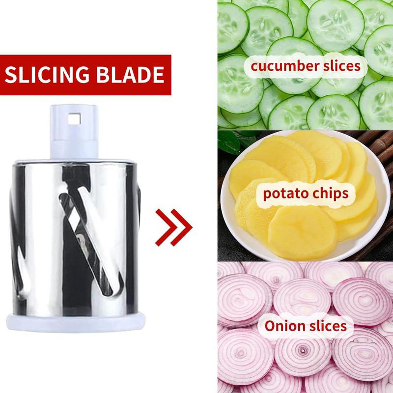 Rotary Cheese Grater - Vegetable Slicer with 3 Interchangeable Stainless Steel Drum Blades, Effortless Slicing and Dicing, 3-in-1 Handheld Vegetable Choppe for Cheese, Vegetables and Nuts Kitchen Utensils 3