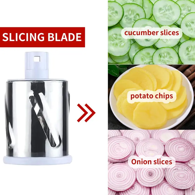 Rotary Cheese Grater - Vegetable Slicer with 3 Interchangeable Stainless Steel Drum Blades, Effortless Slicing and Dicing, 3-in-1 Handheld Vegetable Choppe for Cheese, Vegetables and Nuts Kitchen Utensils 3