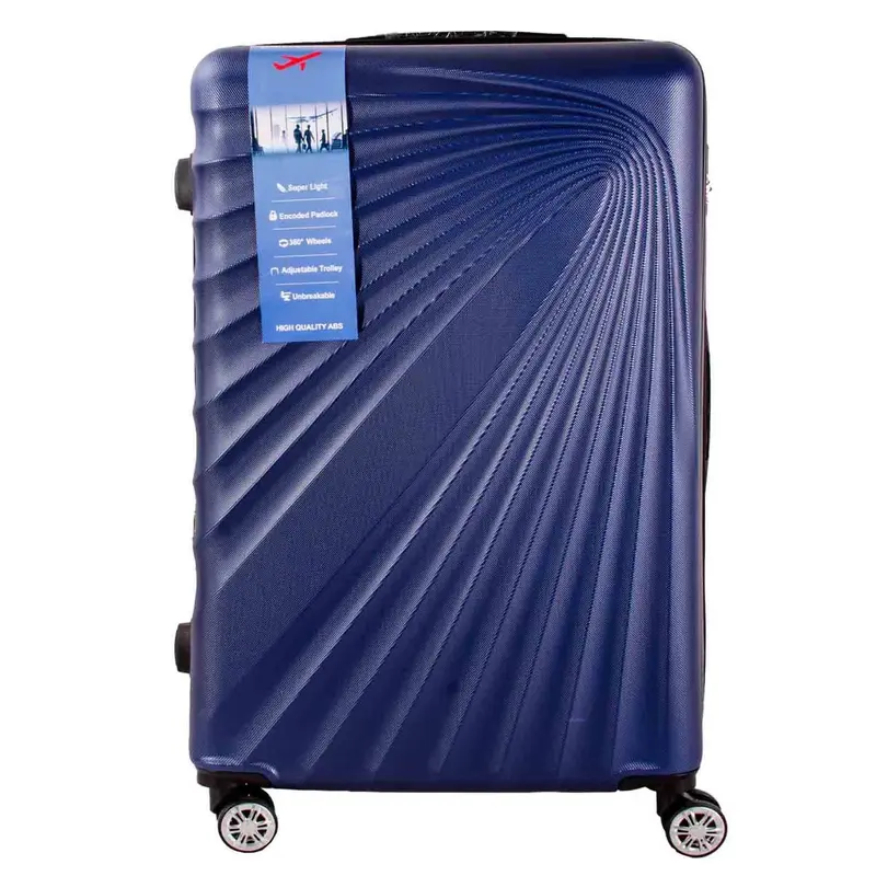 T-HC-13 NAVY SET OF 3 TRAVEL TROLLEY SUITCASE ABS HARDSHELL LIGHTWEIGHT EXPANDABLE 1
