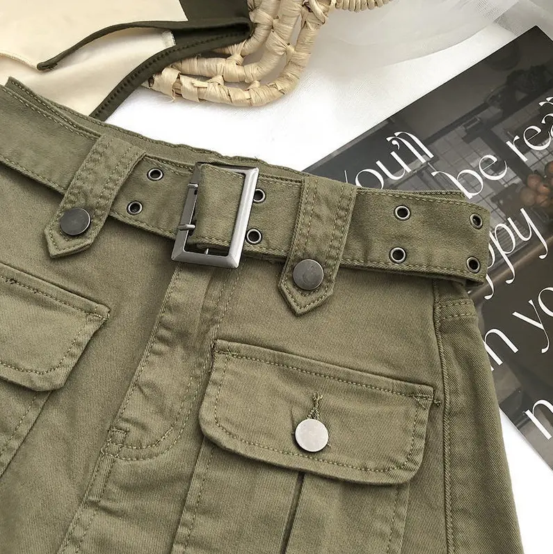 (ships from UK)Women's Solid Color Pockets Belt Decor Shorts (Size 6-14) 4