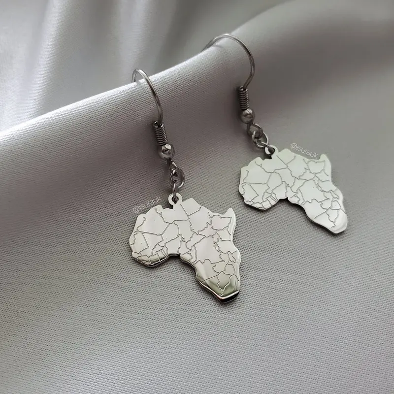 Map of Africa Drop Earrings - Stainless steel waterproof jewellery by Iṣura 2