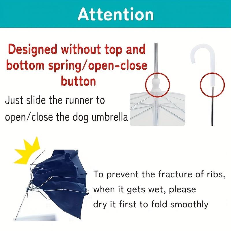 Small Dog Pet Umbrella, Foldable Transparent Rain Snow Protection Umbrella with Leash Chain, Plastic Material, Hand Wash Only 3