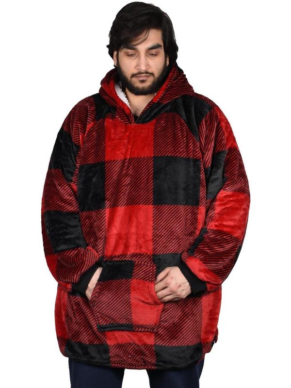 Oversized Long Sleeve Soft Blanket Hoodie Big Check2 - Heavy 0