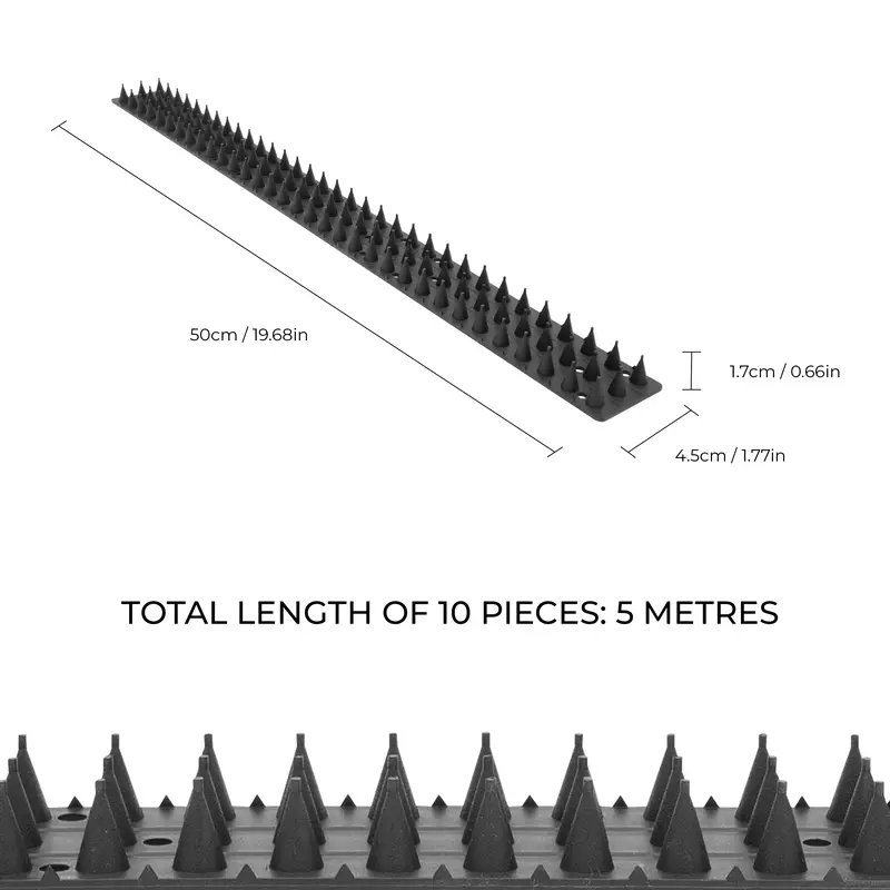 GardenKraft Anti-Climb Security Spikes - Pack of 10 / Keep Out Intruders, Burglars, Cats & Foxes & Birds / Home Security / 490cm Total Length - Can Be Cut / Flexible - Use on Fences, Walls 1