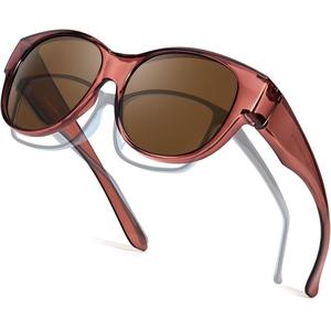 Polarised Fitover Sunglasses for Women, Trendy Round Frame Wear Over Glasses with UV Protection