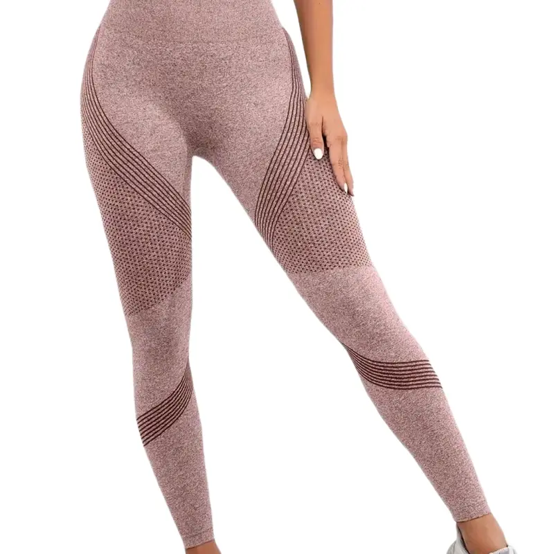 Womens New Trendy Slim Fitting Gym Leggings, Stretchy Wide Waistband, Seamless, Yoga, Ladies Athletic Sportswear, Clothing For Workout, Exercise, Gym Casual Slim-fitting 1