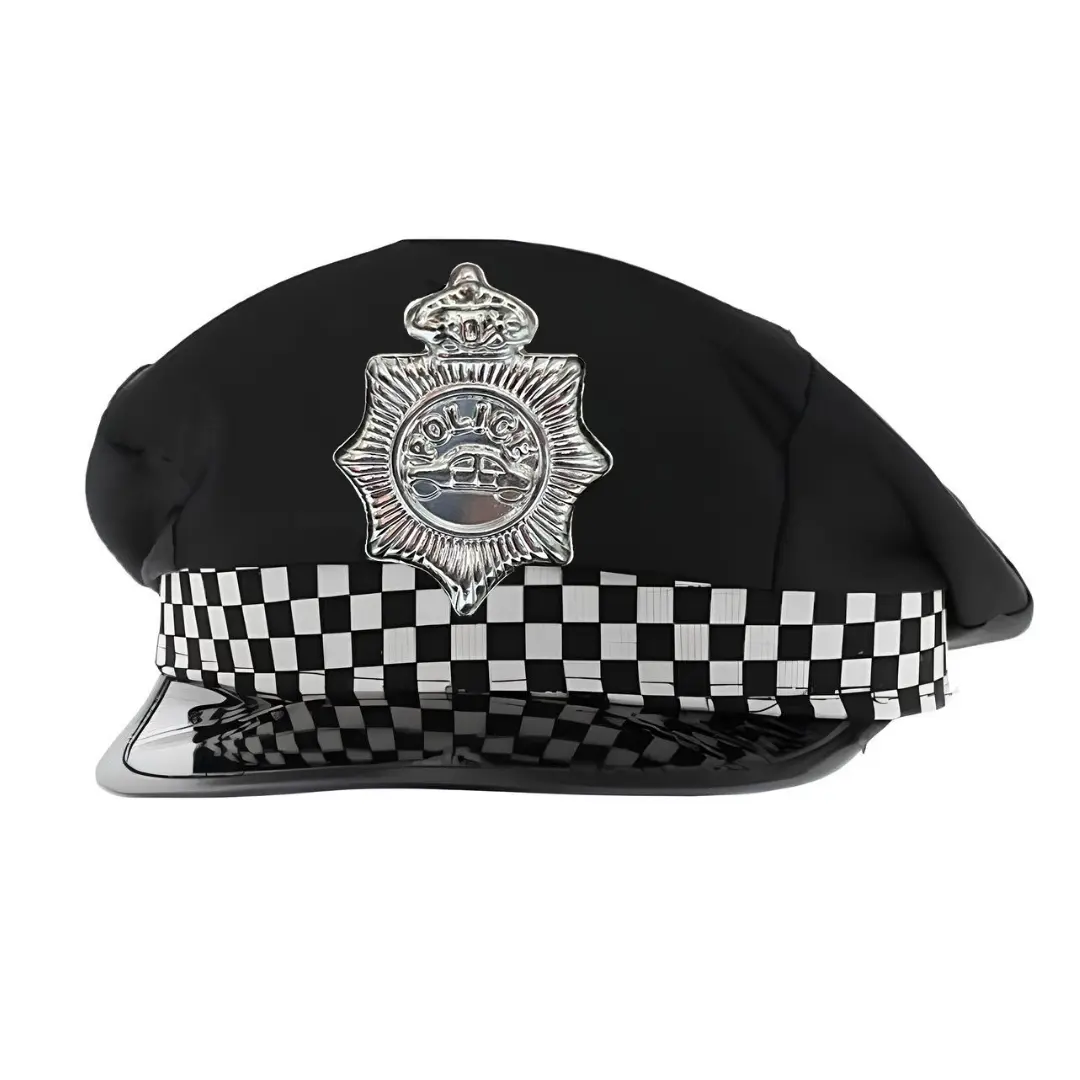 Children Police Hat Cop Hat Black Captain Hat Stage Performance- Police themed Black Costume Accessory