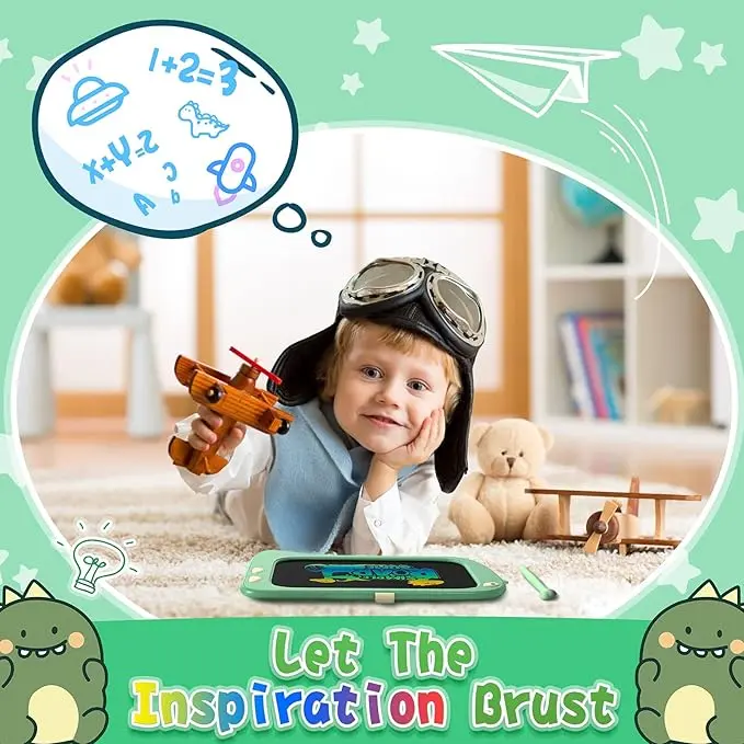 Toddler Toys for 3 4 5 6 7 8 Year Old Boys Girls Gifts, LCD Writing Tablet 8.5inch Kids Toys Doodle Board, Dinosaur Toys Drawing Pad for Kids 3 4 5 Year Old Boy Girl Birthday Gifts (Green) 3