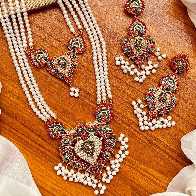 SABOOR Nauratan Two Layered Mala Set with Earring - Traditional Necklace and Earrings Set 2