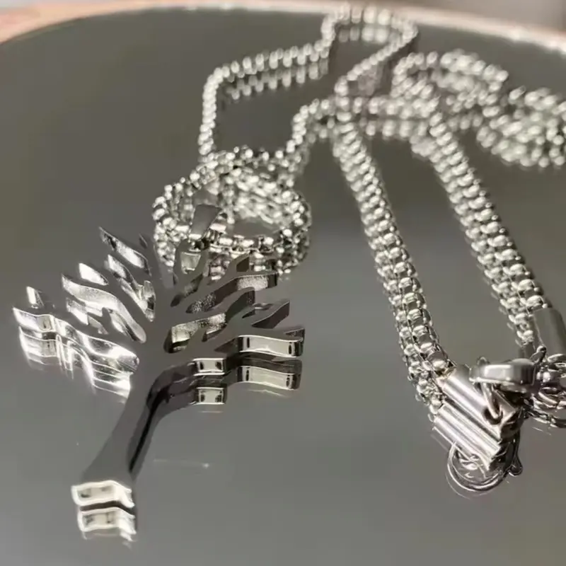 New Hip-Hop Style Stainless Steel Tree of Life Pendant Necklace for Men and Women - Poison Tree Design 2