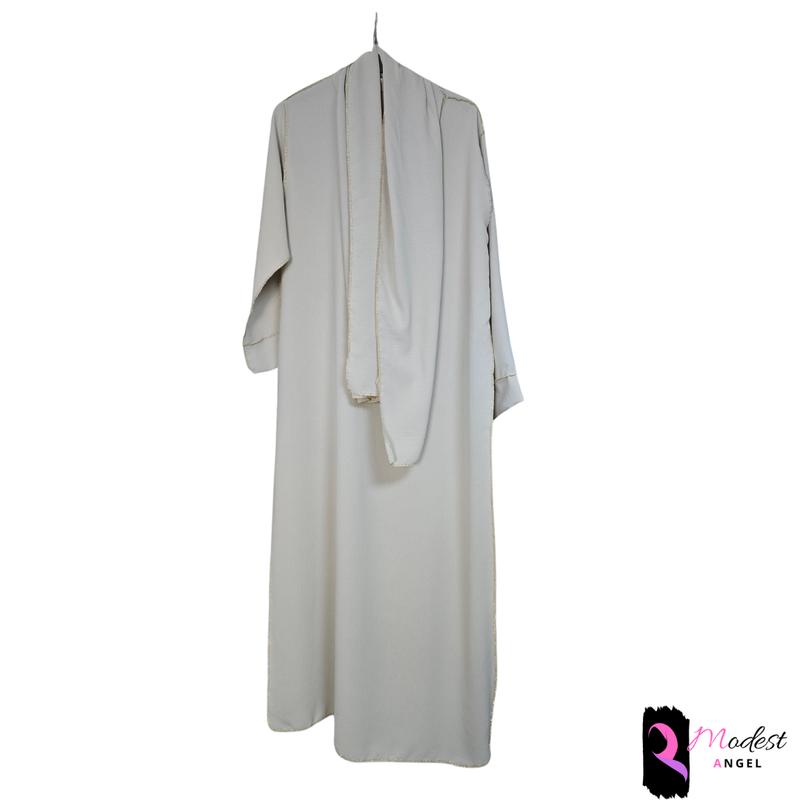 Gold stitch abaya maxi dress attached scarf in 12 colors beige pink dark turquoise black olive green caramel sapphire blue brown grey dark grey bottle green cream light cobalt blue modest islam comfort muslim clothing islamic clothing long sleeve solid mi 4