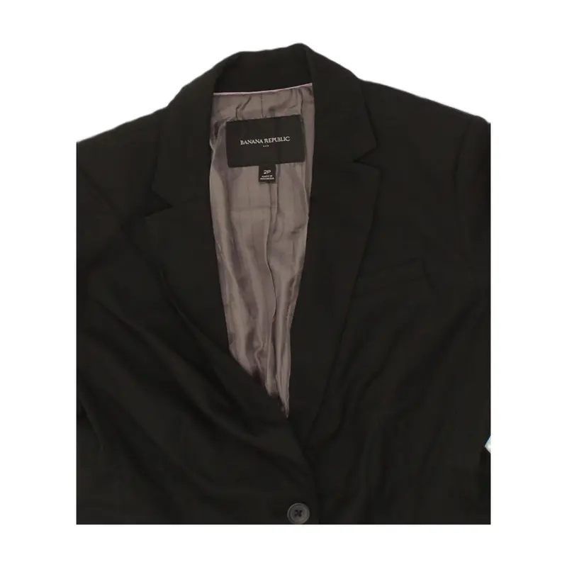 Pre-Owned Vintage BANANA REPUBLIC Womens 2 Button Blazer Jacket US 2 XS Black Polyester 3