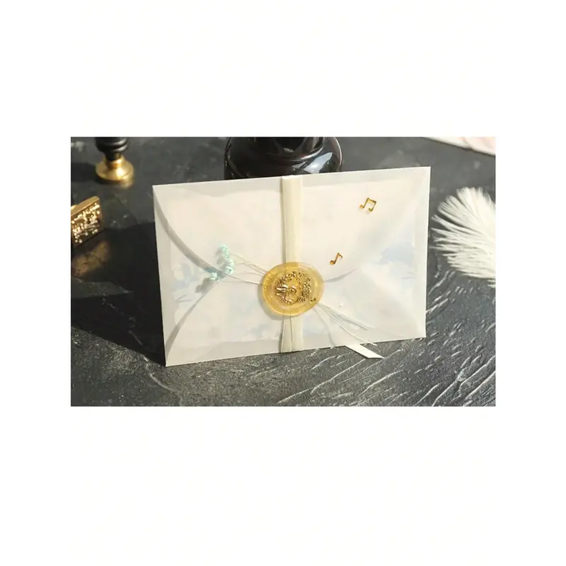 20pcs Rounded Edge Vellum Paper Envelopes, Semi-Transparent Frosted Thick Envelope Sleeves Back To School 8