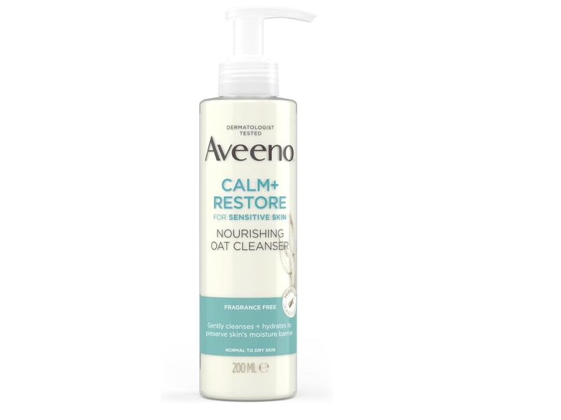 Aveeno Face Calm+Restore Nourishing Oat Cleanser (1x 200ml), Gentle Cleanser with Prebiotic Oat and Calming Feverfew, Non Foaming Cleanser, Helps Preserve Skin's Barrier 0