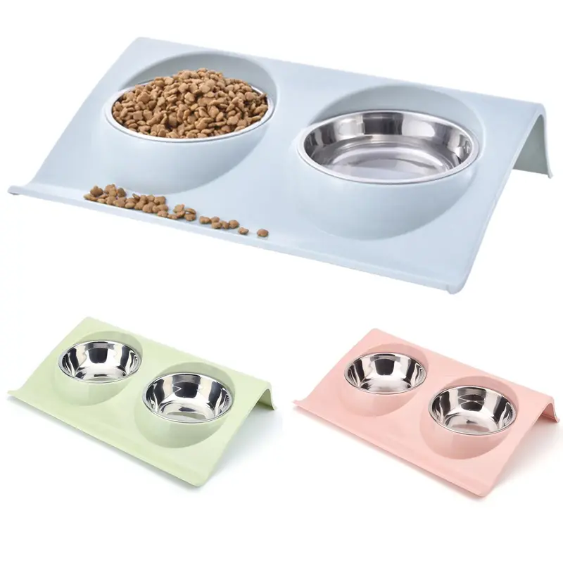 Dog Bowl Cat Bowl Reside Double Pet Feeder Anti Sickness Bowl for Food and Water 0