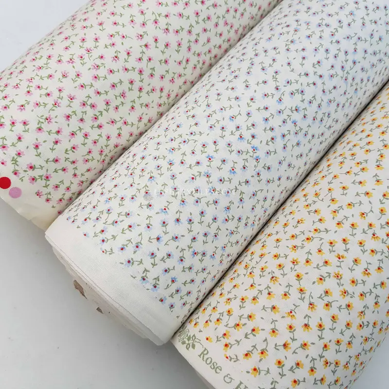 Tiny Ditsy Floral Rose & Hubble Cotton Poplin Dress Fabric 0