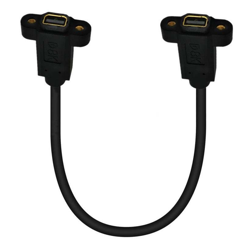 8K Mini DisplayPort 1.4 Female Panel Mount toFemale Panel Mount Extension Cable 30cm 0