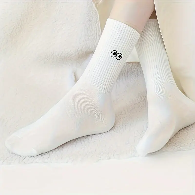 5 Pairs Unisex Cartoon Print Crew Socks, Casual Cute Comfy Breathable Socks for All Seasons, Women Socks for Daily Wear, Comfort Womenswear 7