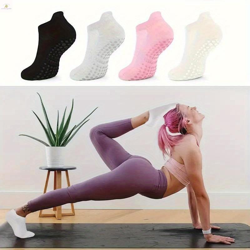 ANIELGARD   4pcs Women's Breathable Non-Slip Yoga Socks, Perfect for Pilates, Barre, Ballet and Home Exercise, Comfortable to Wear. 0