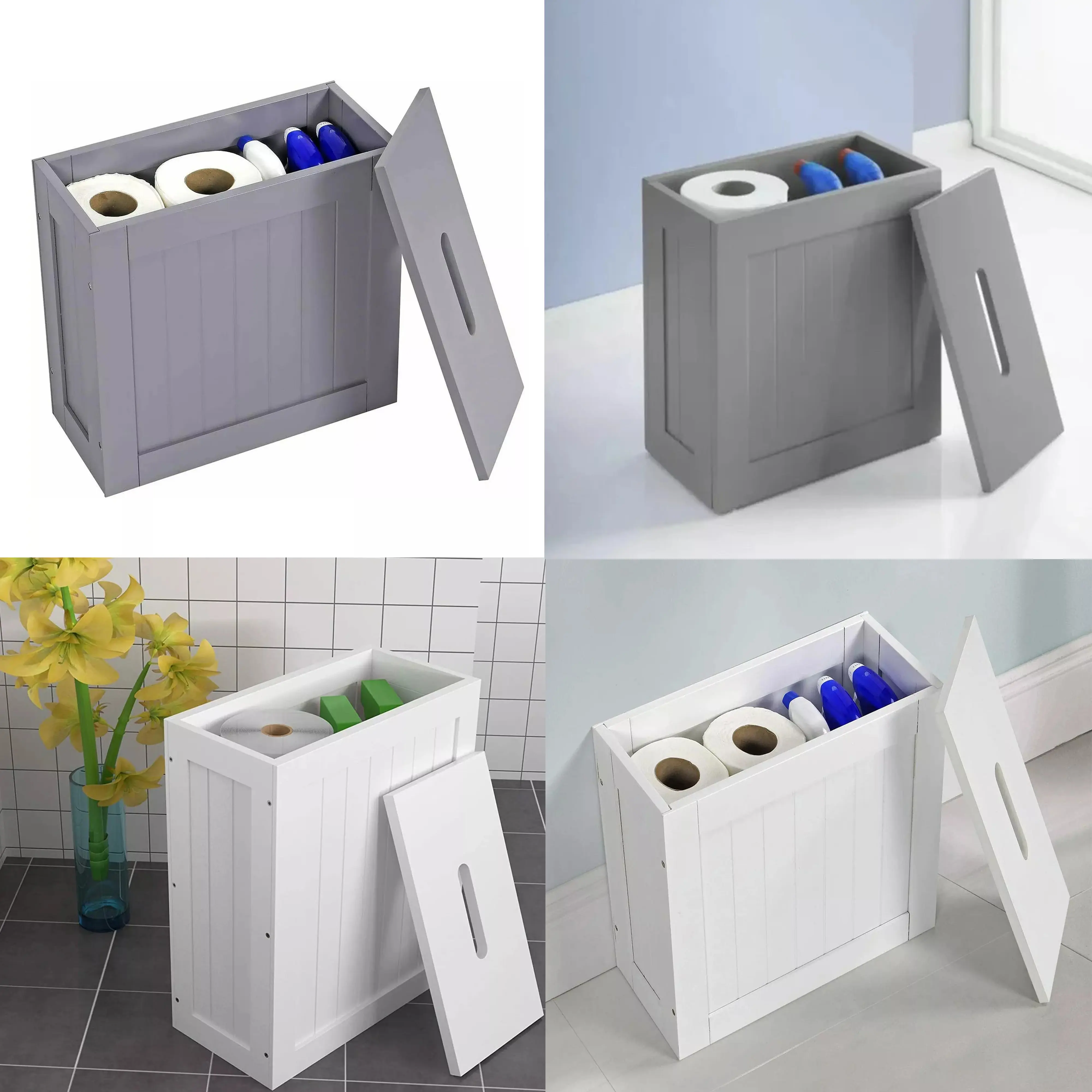 Bathroom Cabinet Storage Box Kitchen Room Furniture Floor Wooden Groove Units