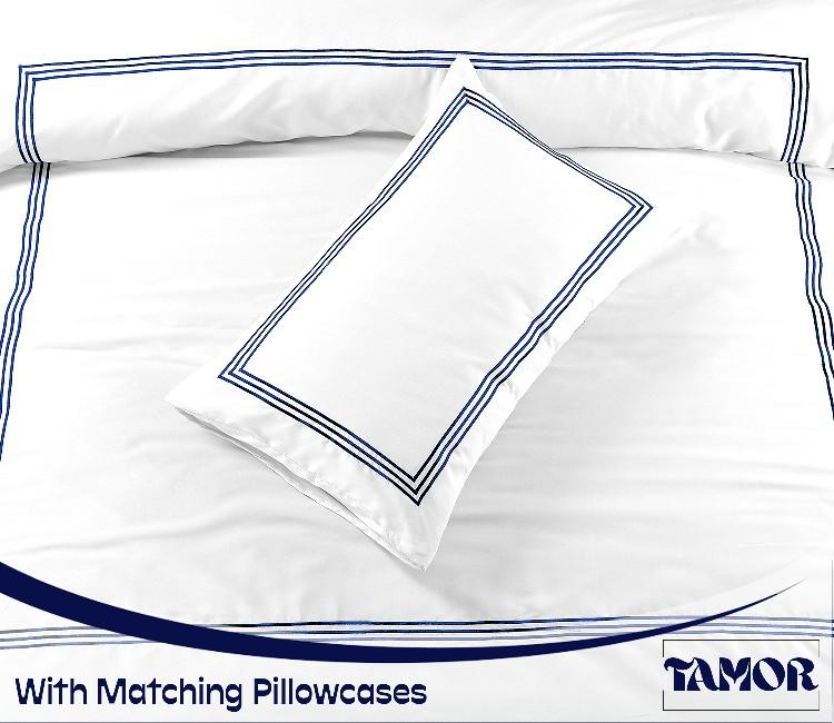 Product Introduction of Embroided Baratta Stitch Duvet Cover Set with Matching Pillowcases - Ultrasoft Brushed Microfiber - Chic & Modern Design - Easy Care & Machine Washable 2